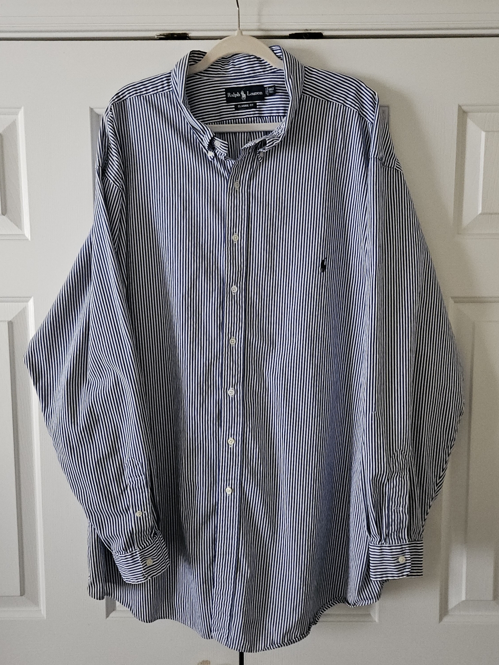 Ralph Lauren Classic Fit Men's 4XLT Blue/White Striped Long Sleeve Button-Down